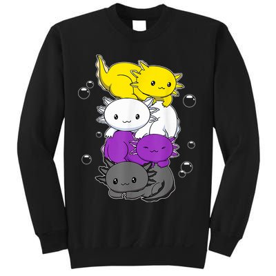 Kawaii Axolotl Pile Nonbinary Flag LGBTQ Sweatshirt