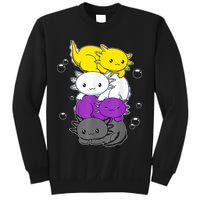 Kawaii Axolotl Pile Nonbinary Flag LGBTQ Sweatshirt