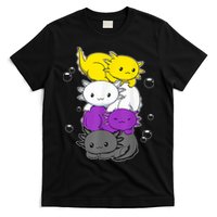 Kawaii Axolotl Pile Nonbinary Flag LGBTQ T-Shirt