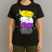 Kawaii Axolotl Pile Nonbinary Flag LGBTQ T-Shirt