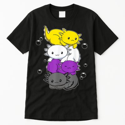 Kawaii Axolotl Pile Nonbinary Flag LGBTQ Tall T-Shirt