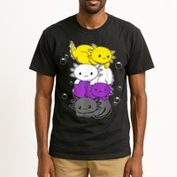 Kawaii Axolotl Pile Nonbinary Flag LGBTQ Tall T-Shirt