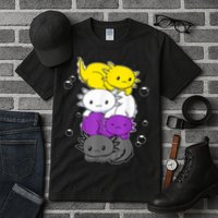 Kawaii Axolotl Pile Nonbinary Flag LGBTQ Tall T-Shirt