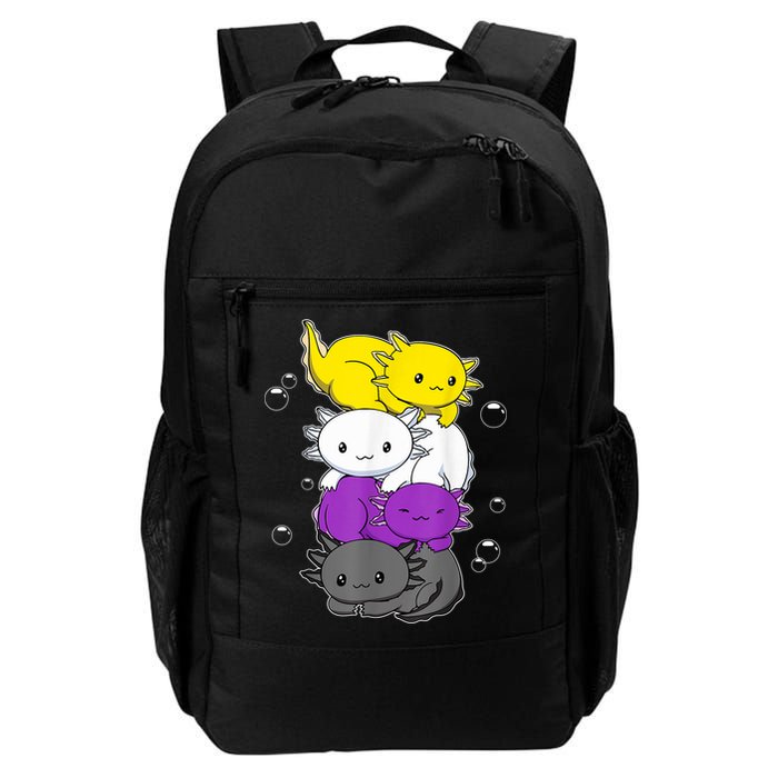 Kawaii Axolotl Pile Nonbinary Flag LGBTQ Backpack