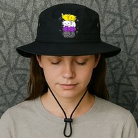 Kawaii Axolotl Pile Nonbinary Flag LGBTQ Bucket Hat