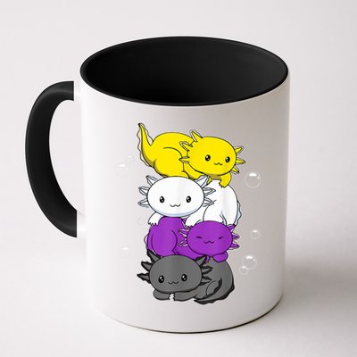 Kawaii Axolotl Pile Nonbinary Flag LGBTQ Mug