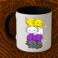 Kawaii Axolotl Pile Nonbinary Flag LGBTQ Mug
