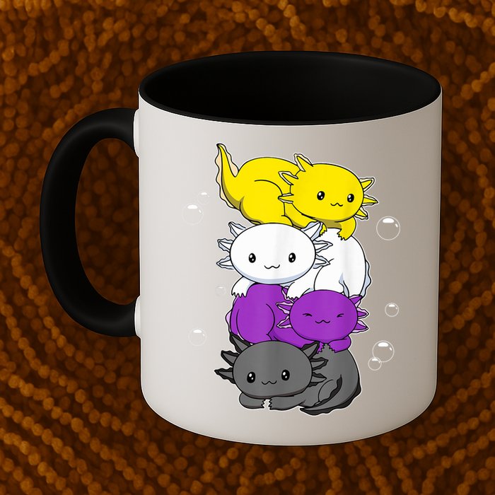 Kawaii Axolotl Pile Nonbinary Flag LGBTQ Mug
