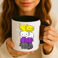 Kawaii Axolotl Pile Nonbinary Flag LGBTQ Mug