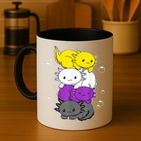 Kawaii Axolotl Pile Nonbinary Flag LGBTQ Mug