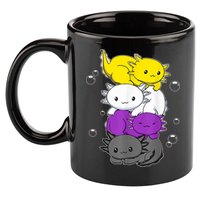 Kawaii Axolotl Pile Nonbinary Flag LGBTQ 11oz C Handle Ceramic Mug