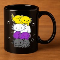 Kawaii Axolotl Pile Nonbinary Flag LGBTQ 11oz C Handle Ceramic Mug