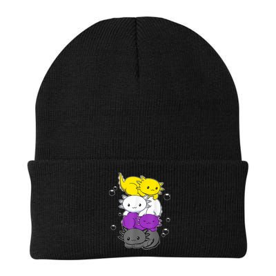 Kawaii Axolotl Pile Nonbinary Flag LGBTQ Beanie