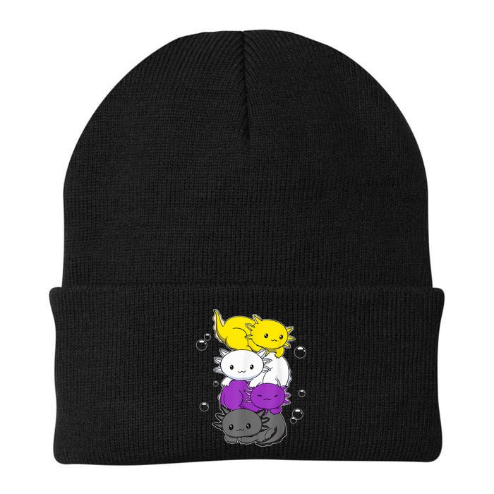 Kawaii Axolotl Pile Nonbinary Flag LGBTQ Beanie
