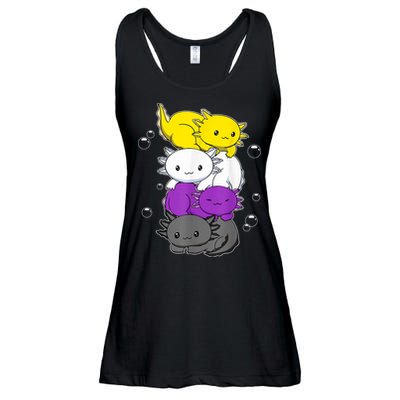 Kawaii Axolotl Pile Nonbinary Flag LGBTQ Ladies Essential Flowy Tank