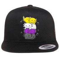 Kawaii Axolotl Pile Nonbinary Flag LGBTQ Flatbill Hat