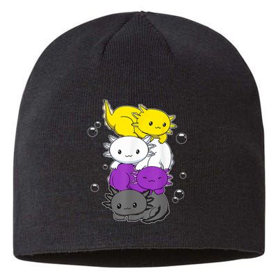 Kawaii Axolotl Pile Nonbinary Flag LGBTQ Sustainable Beanie