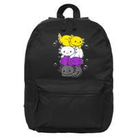 Kawaii Axolotl Pile Nonbinary Flag LGBTQ 16 in Basic Backpack