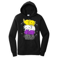 Kawaii Axolotl Pile Nonbinary Flag LGBTQ Women's Pullover Hoodie
