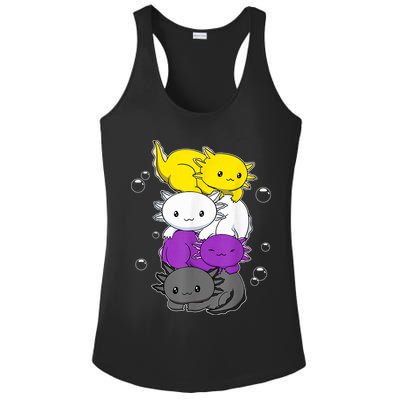 Kawaii Axolotl Pile Nonbinary Flag LGBTQ Ladies PosiCharge Competitor Racerback Tank