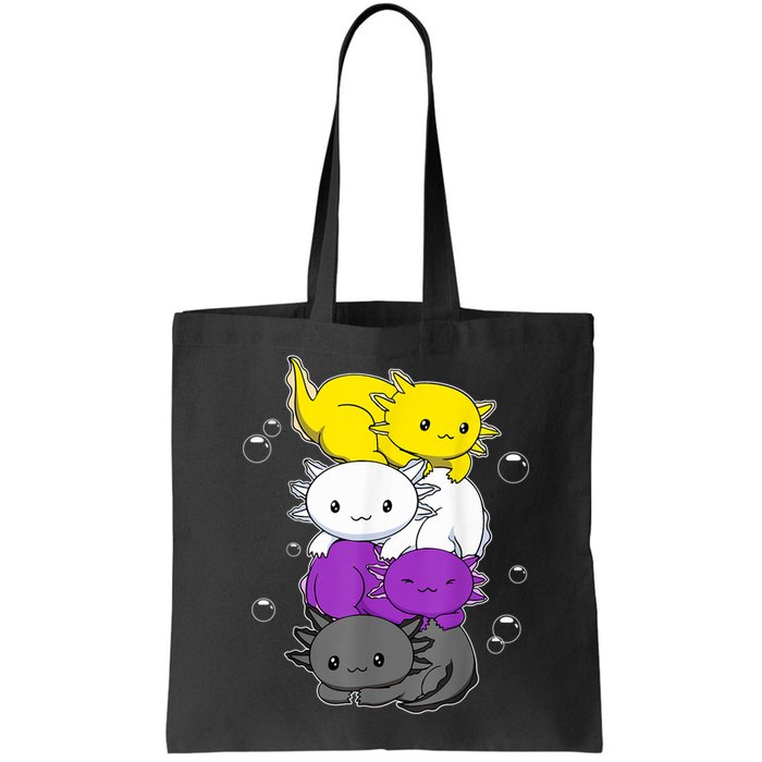 Kawaii Axolotl Pile Nonbinary Flag LGBTQ Bag