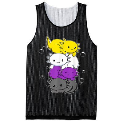Kawaii Axolotl Pile Nonbinary Flag LGBTQ Mesh Reversible Basketball Jersey Tank