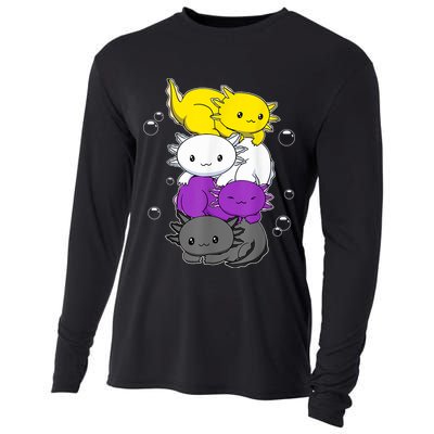 Kawaii Axolotl Pile Nonbinary Flag LGBTQ Cooling Performance Long Sleeve Crew