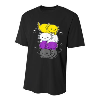 Kawaii Axolotl Pile Nonbinary Flag LGBTQ Youth Performance Sprint T-Shirt