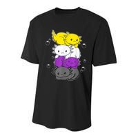Kawaii Axolotl Pile Nonbinary Flag LGBTQ Youth Performance Sprint T-Shirt