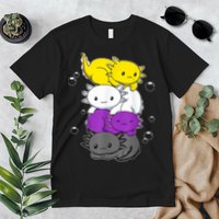 Kawaii Axolotl Pile Nonbinary Flag LGBTQ Premium T-Shirt