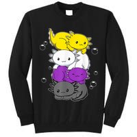 Kawaii Axolotl Pile Nonbinary Flag LGBTQ Tall Sweatshirt