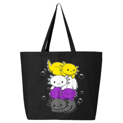 Kawaii Axolotl Pile Nonbinary Flag LGBTQ 25L Jumbo Tote