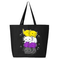 Kawaii Axolotl Pile Nonbinary Flag LGBTQ 25L Jumbo Tote