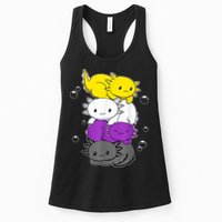 Kawaii Axolotl Pile Nonbinary Flag LGBTQ Womens Tank Top