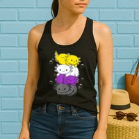 Kawaii Axolotl Pile Nonbinary Flag LGBTQ Womens Tank Top