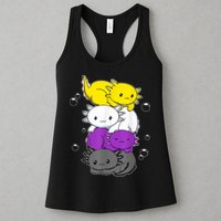 Kawaii Axolotl Pile Nonbinary Flag LGBTQ Womens Tank Top