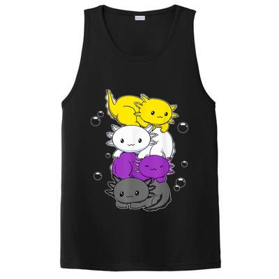 Kawaii Axolotl Pile Nonbinary Flag LGBTQ PosiCharge Competitor Tank