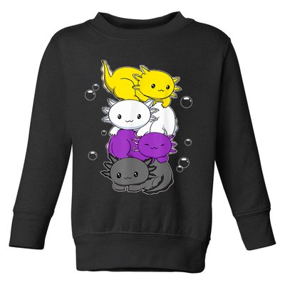Kawaii Axolotl Pile Nonbinary Flag LGBTQ Toddler Sweatshirt