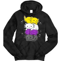Kawaii Axolotl Pile Nonbinary Flag LGBTQ Tie Dye Hoodie