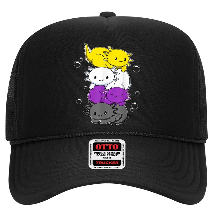 Kawaii Axolotl Pile Nonbinary Flag LGBTQ Trucker Hat