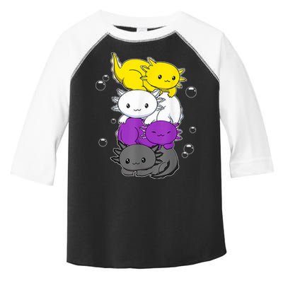 Kawaii Axolotl Pile Nonbinary Flag LGBTQ Toddler Fine Jersey T-Shirt