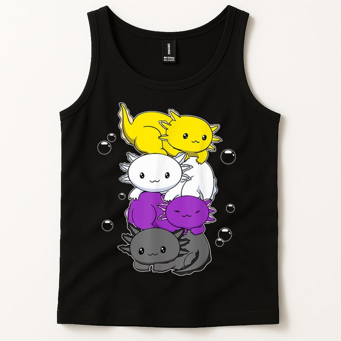Kawaii Axolotl Pile Nonbinary Flag LGBTQ Tank Top