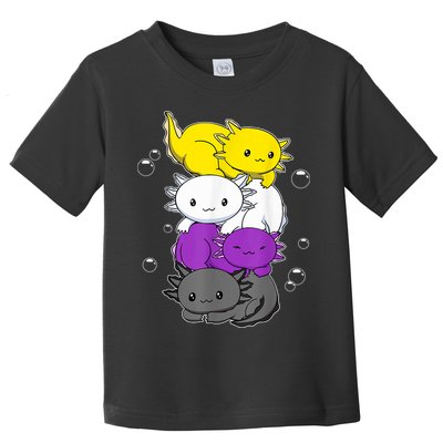 Kawaii Axolotl Pile Nonbinary Flag LGBTQ Toddler T-Shirt