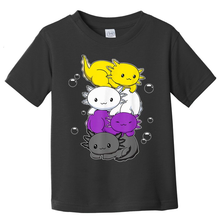 Kawaii Axolotl Pile Nonbinary Flag LGBTQ Toddler T-Shirt