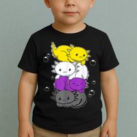 Kawaii Axolotl Pile Nonbinary Flag LGBTQ Toddler T-Shirt
