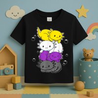 Kawaii Axolotl Pile Nonbinary Flag LGBTQ Toddler T-Shirt
