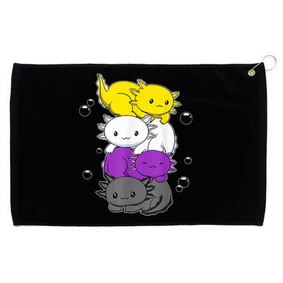 Kawaii Axolotl Pile Nonbinary Flag LGBTQ Grommeted Golf Towel