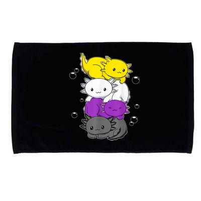 Kawaii Axolotl Pile Nonbinary Flag LGBTQ Microfiber Hand Towel