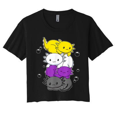 Kawaii Axolotl Pile Nonbinary Flag LGBTQ Crop Top