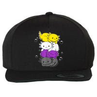 Kawaii Axolotl Pile Nonbinary Flag LGBTQ Wool Snapback Cap